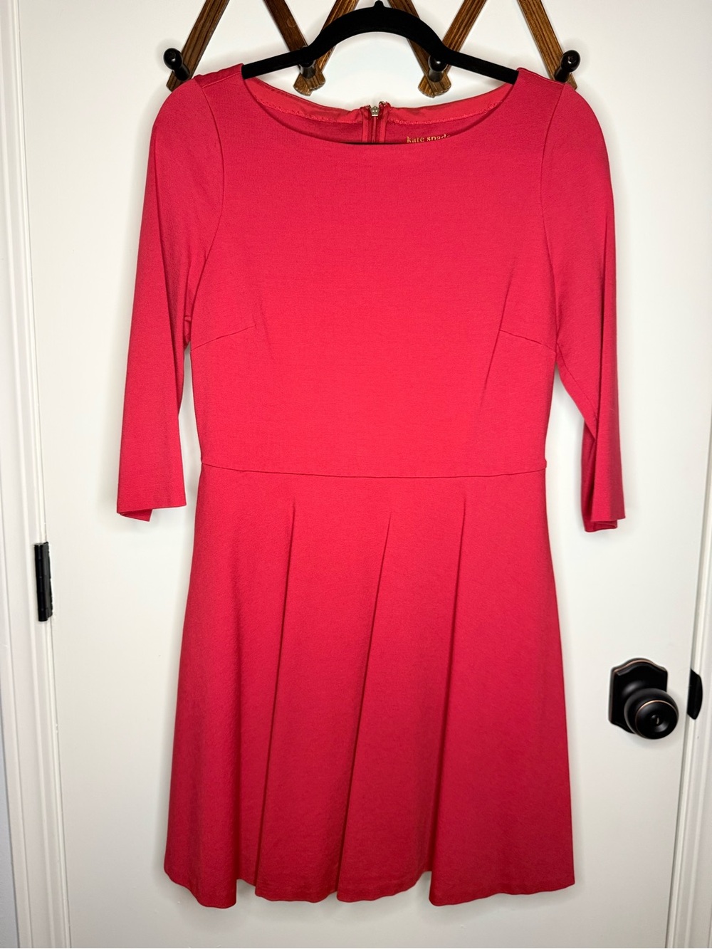 kate spade red Long Sleeve Fit-and-Flare Dress